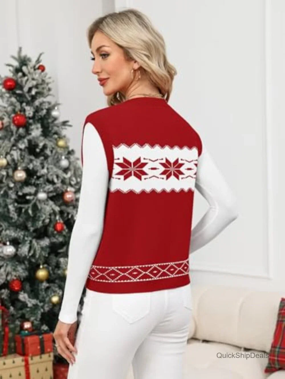 Womens Sleeveless Sweater Vest Button Up Crew Neck Lightweight Knit Cardigan